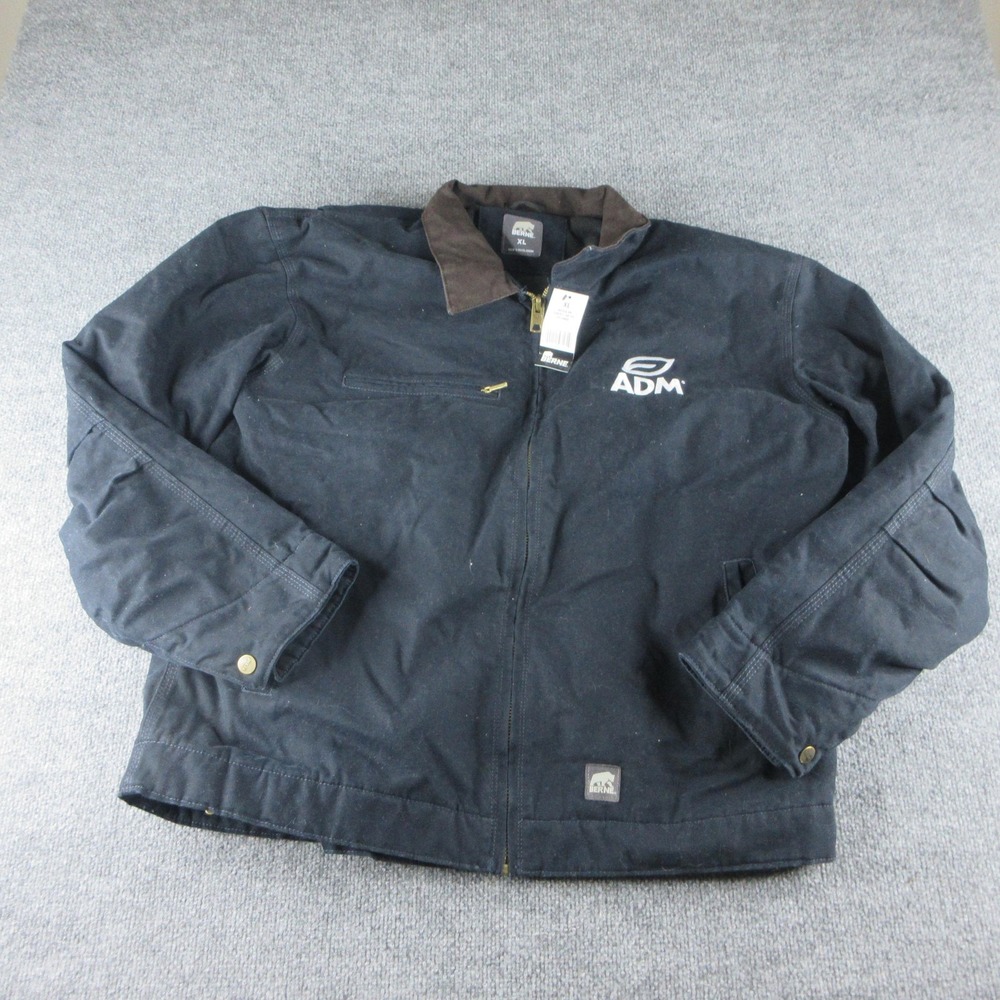 Berne Jacket Mens XL Blue Canvas Detroit Bomber Collared Workwear J374MD